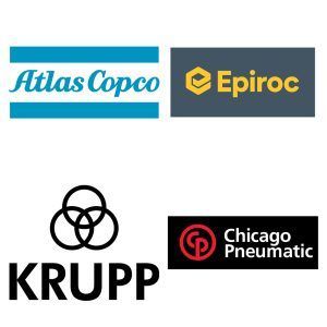 Logos Atlas Copco, Epiroc, Krupp y Chicago Pneumatic